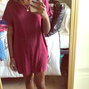 Burgundy T-shirt dress